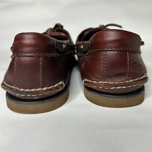 Timberland Leather Boat Shoes/size 11-Burgundy Brown Preppy Mens  Classic 2 eye‎ - Picture 6 of 9